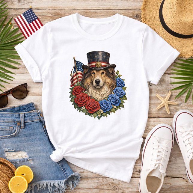 Liberty Collie Illustration T-Shirt (Von Creator hochgeladen)