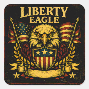 Liberty Eagle – Freiheitssymbol Amerika Quadratischer Aufkleber