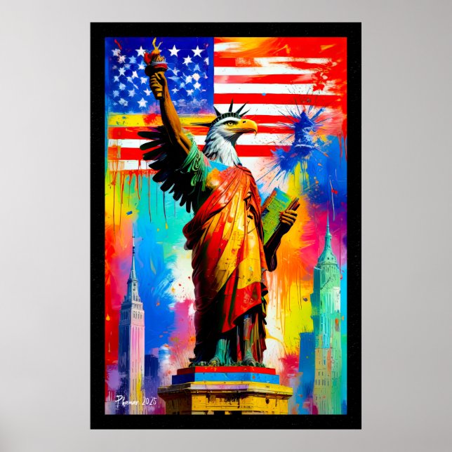 Liberty Eagle Statue Poster Pop Art (Vorne)