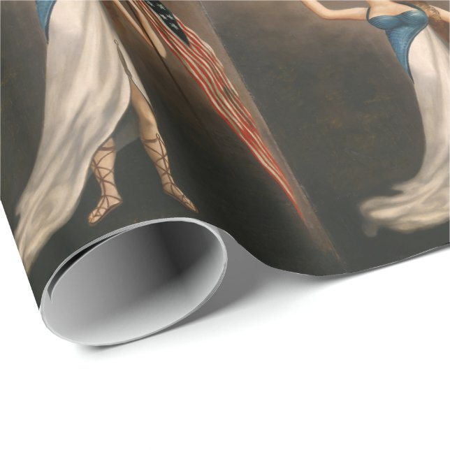 Liberty Frau Eagle American Flag USA Ölgemälde Geschenkpapier (Rolleneckpunkt)