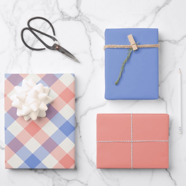 Liberty Gingham Geschenkpapier Set (Vorderseite)