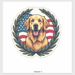 Liberty Golden Retriever Vintage Patriotisches T-S Aufkleber