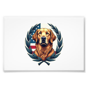 Liberty Golden Retriever Vintage Patriotisches T-S Fotodruck