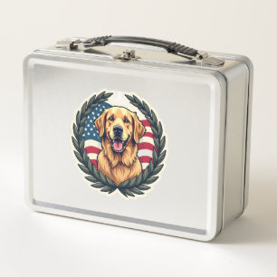 Liberty Golden Retriever Vintage-Patriotismus-Shir Metall Brotdose