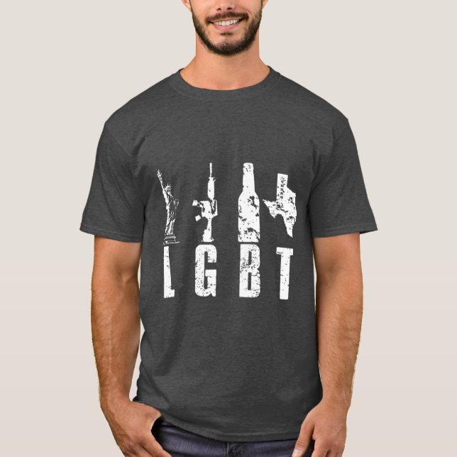 Liberty Guns Beer Texas T Parody LGBT T-Shirt (Vorderseite)