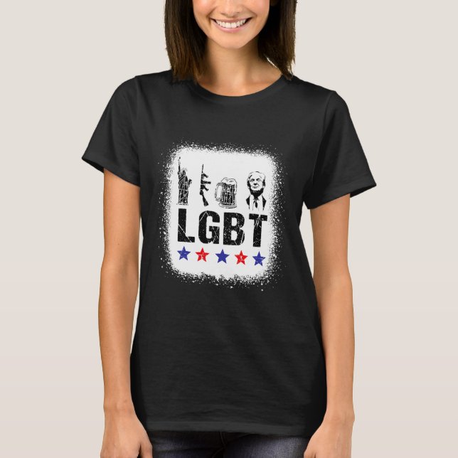 Liberty Guns Beer Trump Funny Lgbt T-Shirt (Vorderseite)