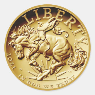 Liberty Horse Coin Klassischer Rundumaufkleber Runder Aufkleber