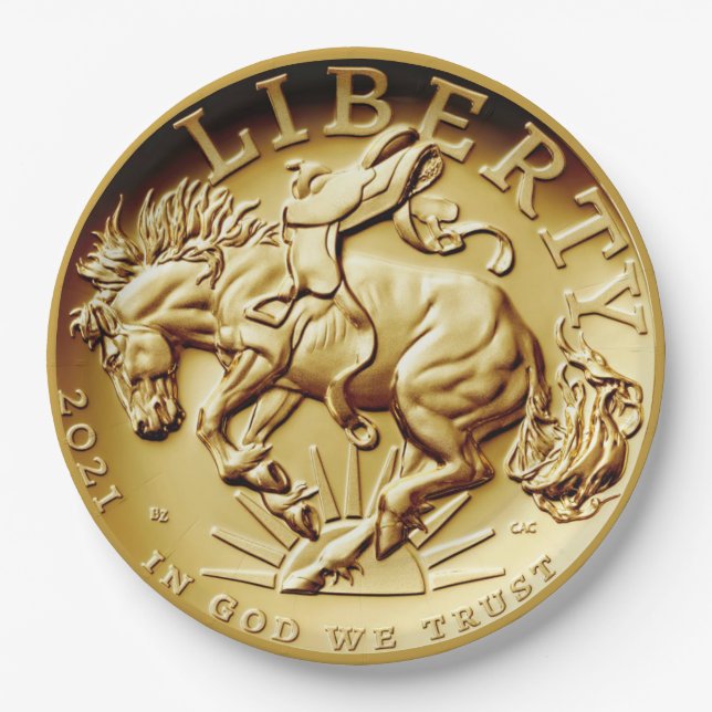 Liberty Horse Münze  Pappteller (Vorderseite)