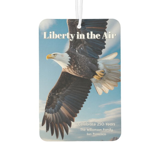 Liberty in the Air • 1776–2026 Eagle Keepsake Autolufterfrischer (Rückseite)