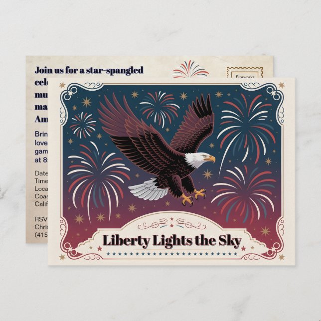 Liberty Lights the Sky • 1776–2026 Andenken Postkarte (Vorne/Hinten)