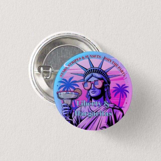 Liberty & Margaritas • 1776–2026 Neon-Jubiläum Button (Vorne & Hinten)