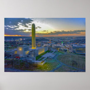 Liberty Memorial bei Sonnenuntergang, Kansas City, Poster