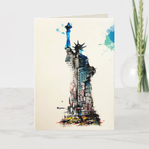 Liberty New York City Travel Liebe Watercolor Karte