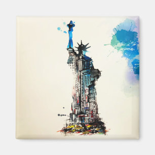 Liberty New York City Travel Liebe Watercolor Magnet