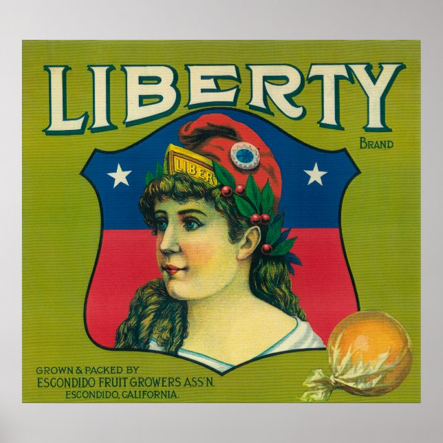 Liberty Orange LabelEscondido, CA Poster (Vorne)