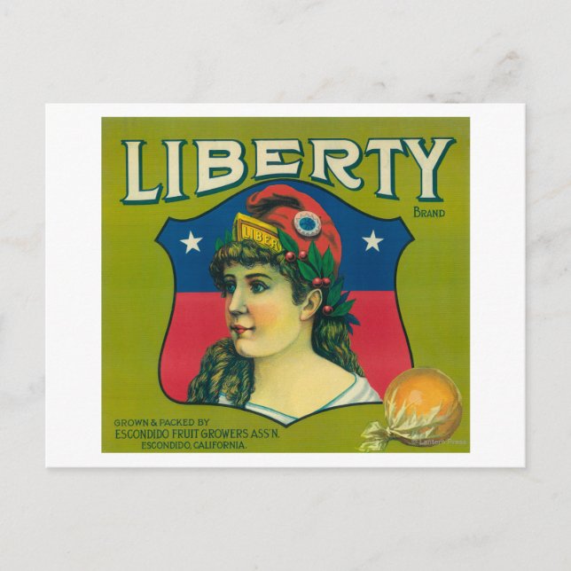 Liberty Orange LabelEscondido, CA Postkarte (Vorderseite)