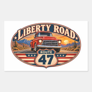 Liberty Road Route 47 Vintage Pickup Rechteckiger Aufkleber