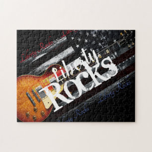 LIBERTY ROCKS Vintage amerikanische Flagge Puzzle
