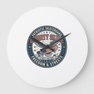 Liberty Skate Patriotisches Patriotes Skateboard V Große Wanduhr