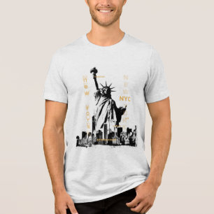 Liberty Statue Nyc Mens Hoch qualitativer Kurzschl Tri-Blend Shirt