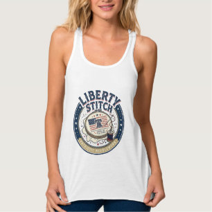 Liberty Stitch Patriotische Stickerei Nadel Tank Top