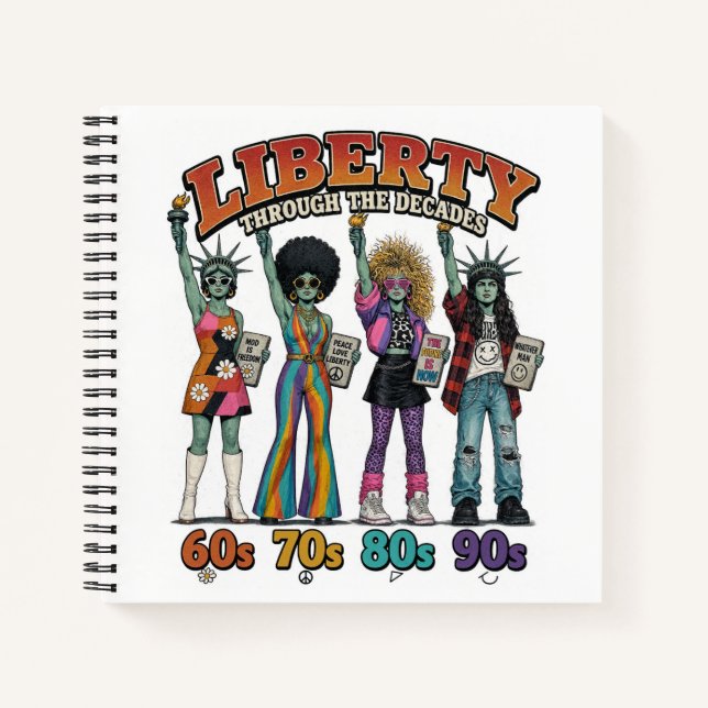 Liberty Through the Decades Retro  Notizbuch (Vorderseite)