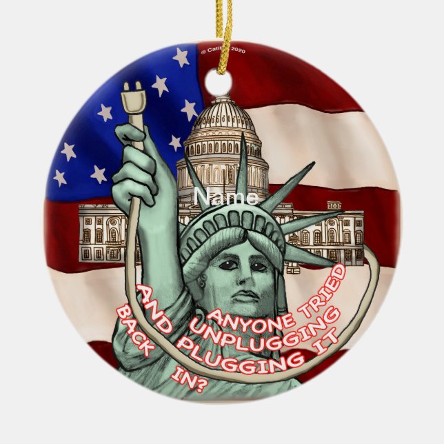 Liberty Unplug USA Keramik Ornament (Vorne)