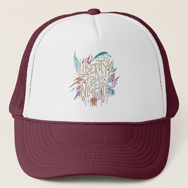 Liberty's Flame Lights Night Trucker Hat Truckerkappe (Vorderseite)