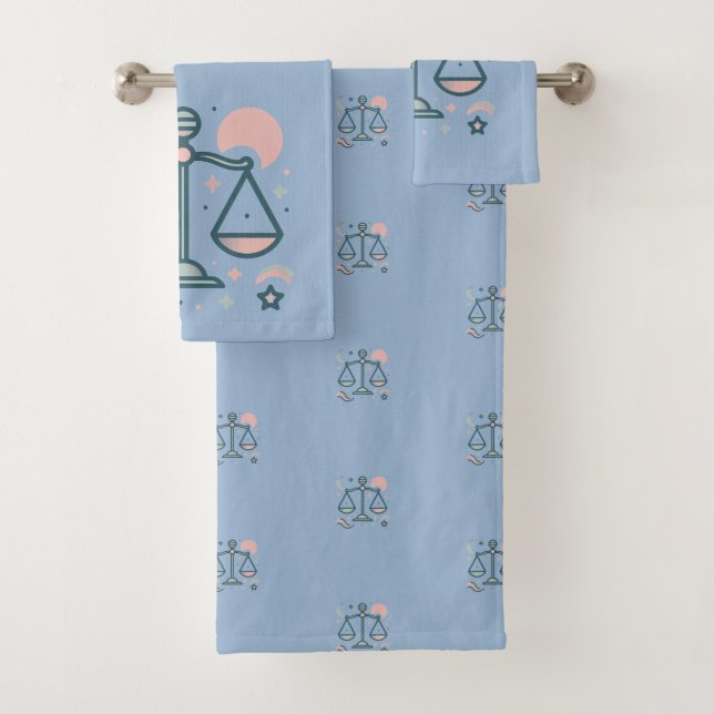 Libra, abstraktes Design des odiakischen Zeichens Badhandtuch Set (Insitu)