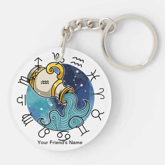 Libra - Aquarius Zodiac Acrylic Keychain  Schlüsselanhänger (Rückseite)