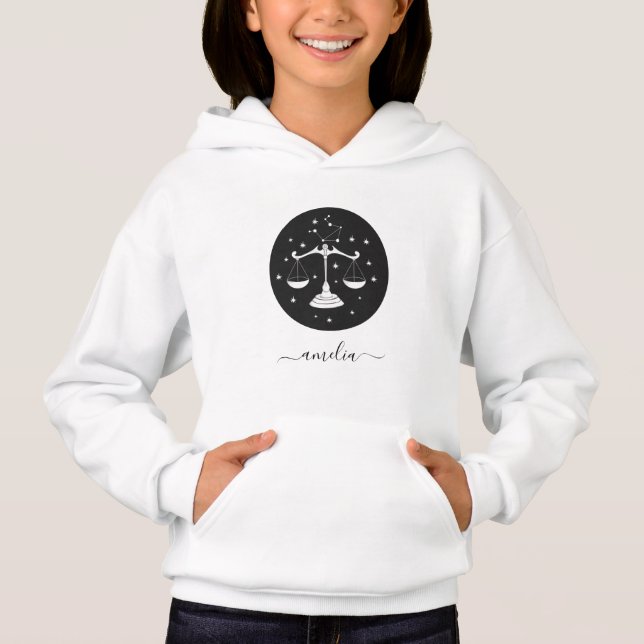 Libra Astrologie Horoskop Zodiac Zeichen Name Hoodie (Vorderseite)