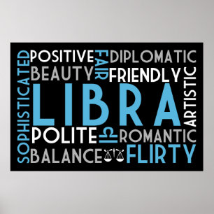 Libra Astrologie Word Collage Print Poster