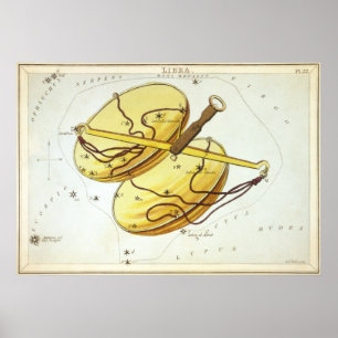 Libra Astrologisch Zeichnend Poster