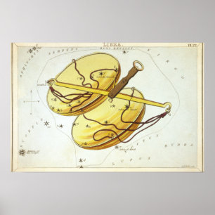Libra Astrologisch Zeichnend Poster