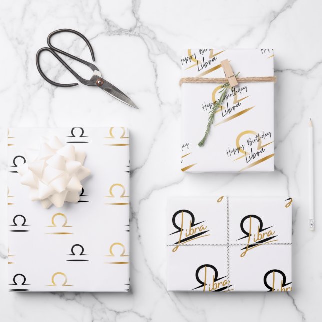 Libra Birthday Geschenkpapier Set (Vorderseite)