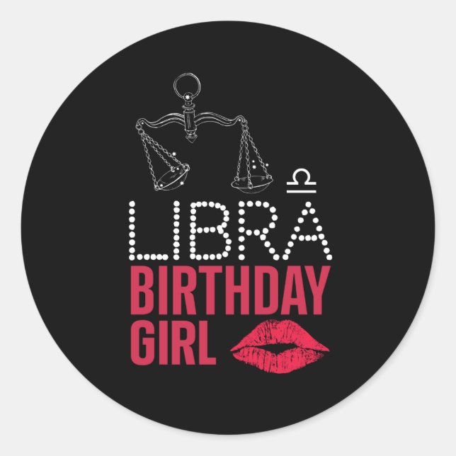 LIBRA BIRTHDAY GIRL RUNDER AUFKLEBER (Vorderseite)