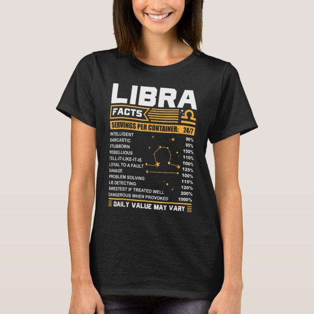 Libra Birthday Libra Fakten T-Shirt (Vorderseite)