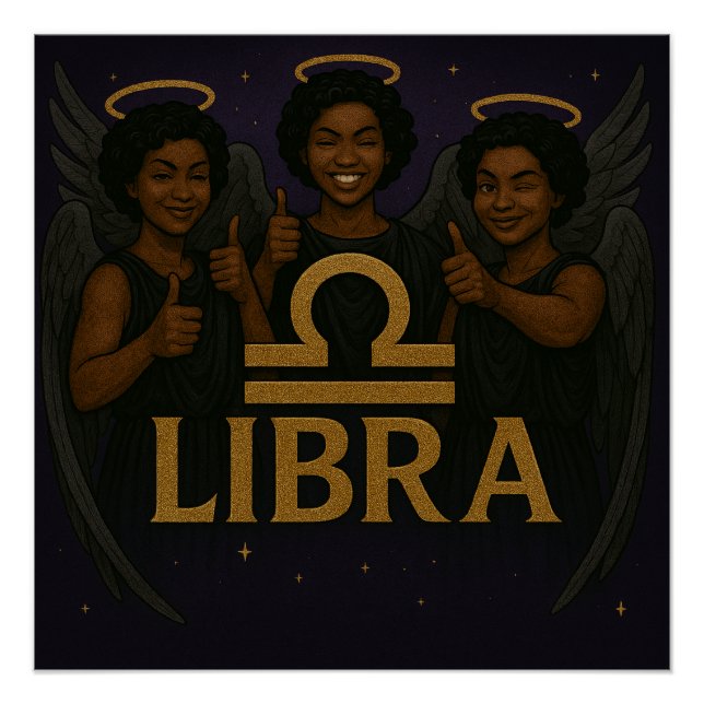 Libra Black Angel Zodiac Glossy Poster (Vorderseite)
