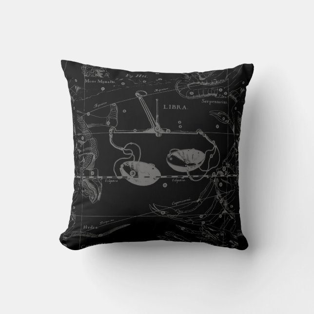 Libra Constellation Hevelius 1690 Gravierstil Kissen (Vorderseite)