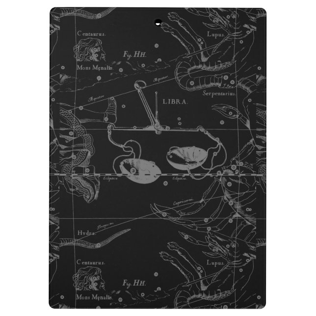 Libra Constellation Hevelius circa 1690 Klemmbrett (Rückseite)