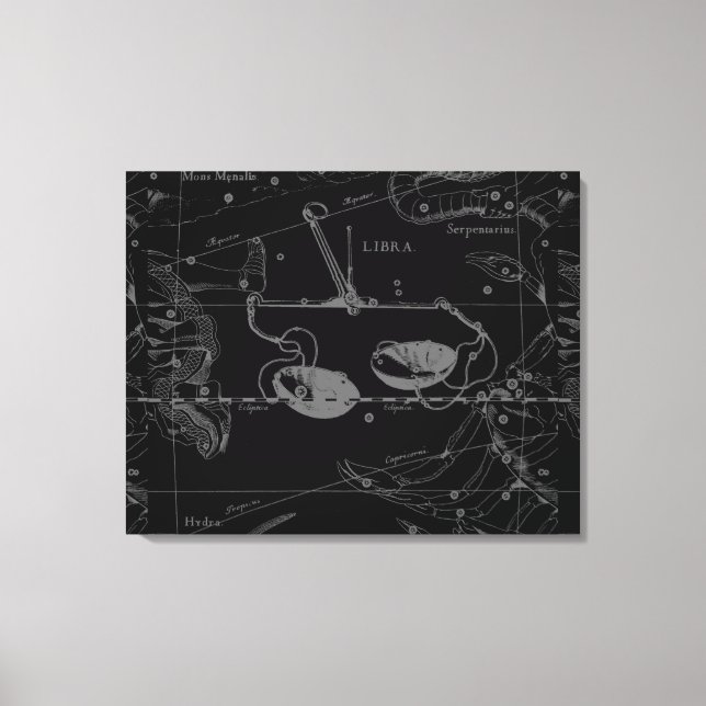Libra Constellation Map Hevelius 1690 Sept Okt Leinwanddruck (Vorderseite)