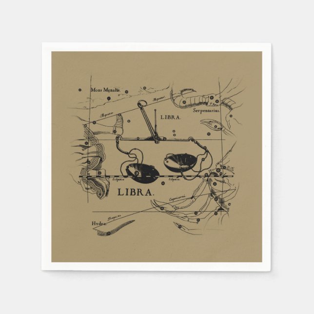 Libra Constellation Map Hevelius circa 1690 Serviette (Vorderseite)