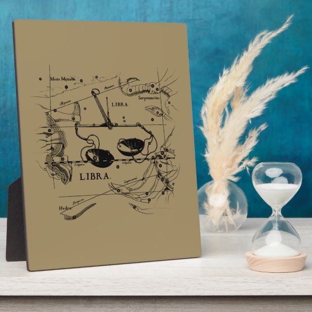 Libra Constellation Map Hevelius Dekor 1690 Fotoplatte (Seite)