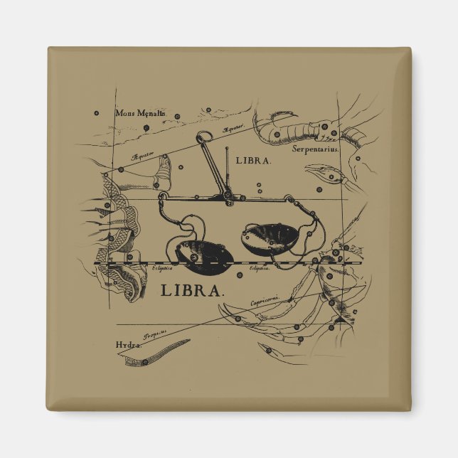Libra Constellation Map Hevelius Dekor 1690 Magnet (Vorne)