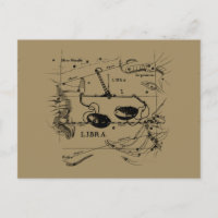 Libra Constellation Map Hevelius Dekor 1690