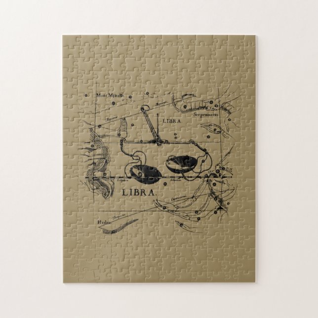 Libra Constellation Map Hevelius Dekor 1690 Puzzle (Vertikal)