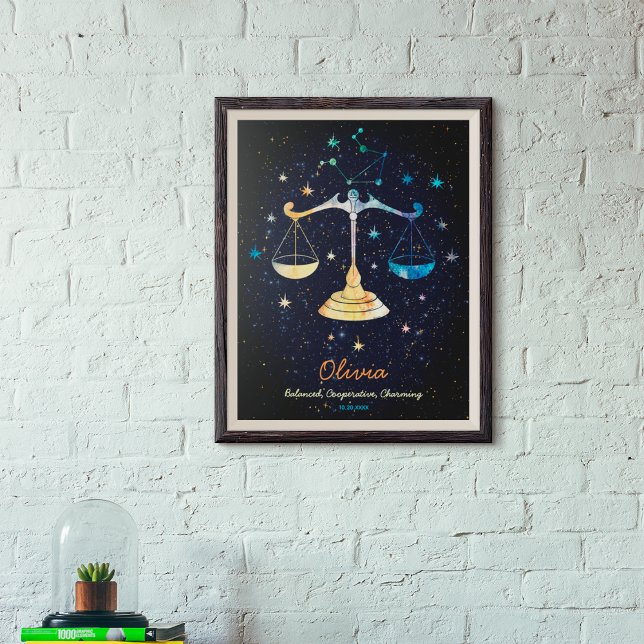 Libra Constellation Zodiac Watercolor Sternengalax Poster (Von Creator hochgeladen)
