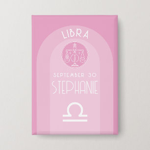 Libra Custom Birthdate - Zodiac - Modernes Design Button