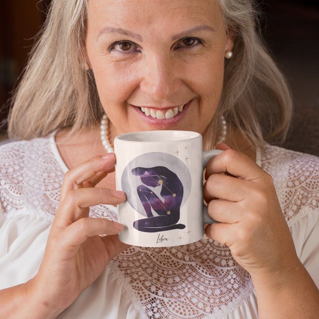 Libra Feminine Lila Zodiac Design Kaffeetasse (Von Creator hochgeladen)