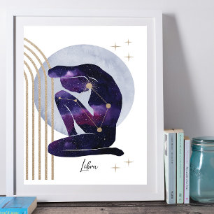 Libra Feminine Lila Zodiac Design Poster